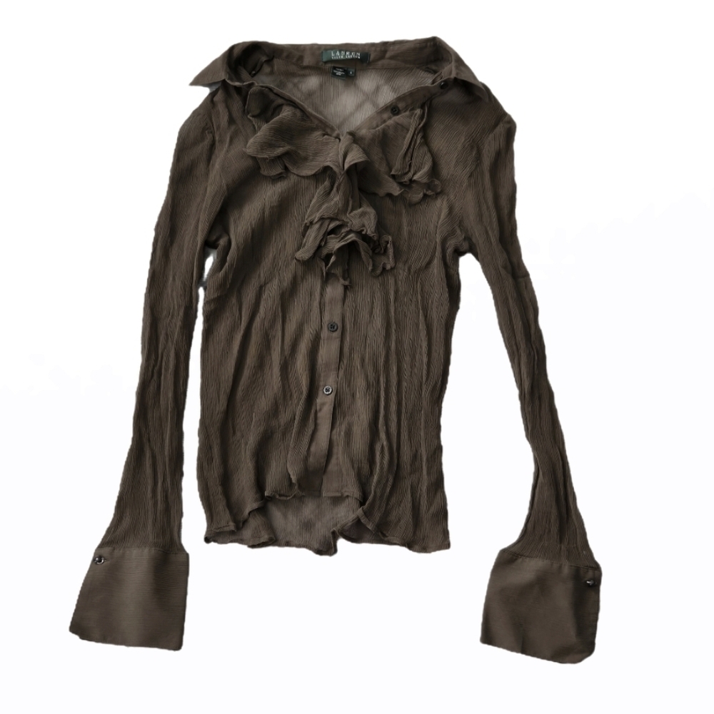Ralph Lauren Brown Silk Blouse 6